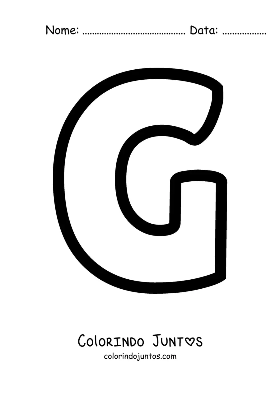 Desenho para colorir da letra G maiúscula