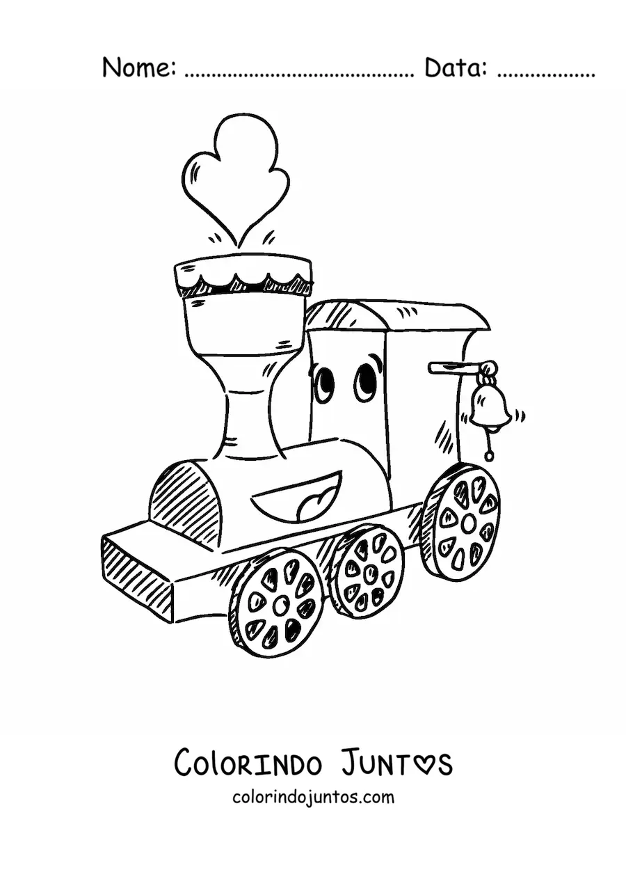 Desenho para colorir de um trem animado sorrindo