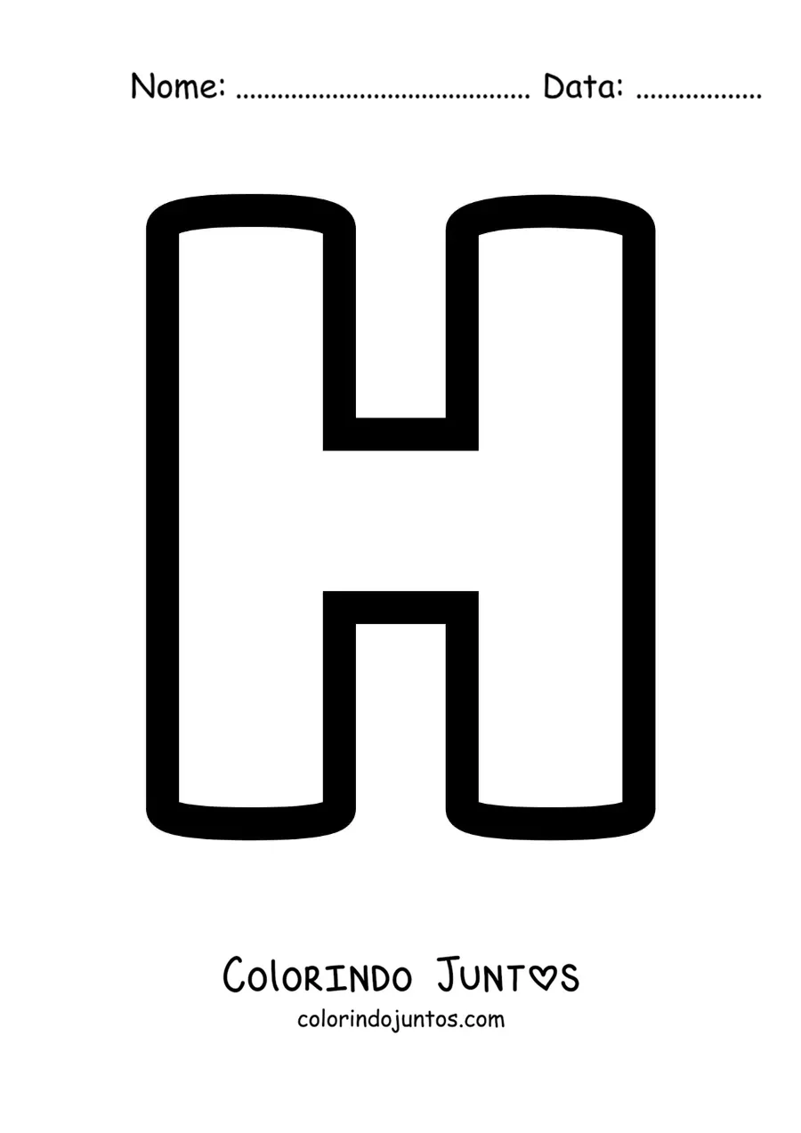 Desenho para colorir da letra H maiúscula