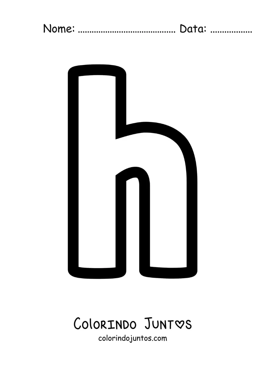 Desenho para colorir da letra H minúscula