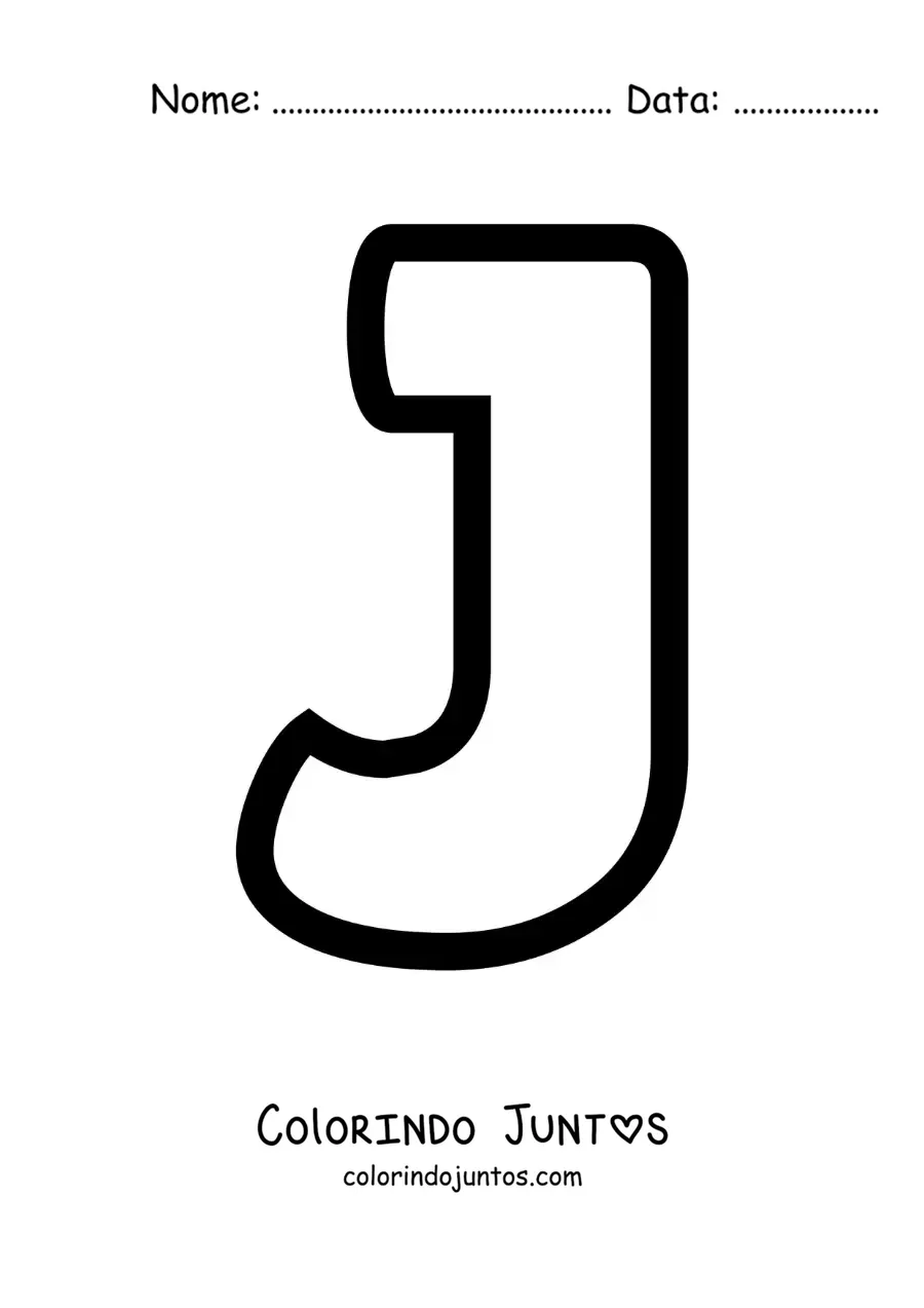 Desenho para colorir da letra J maiúscula
