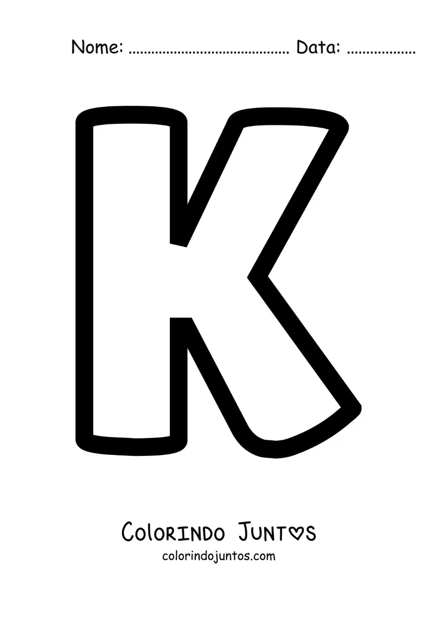 Desenho para colorir da letra K maiúscula