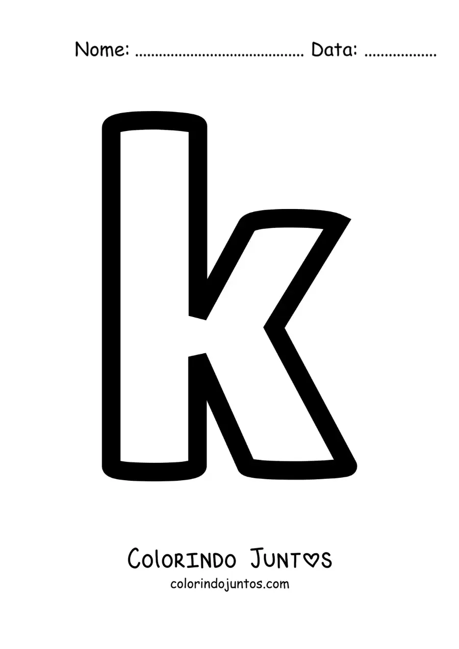 Desenho para colorir da letra K minúscula