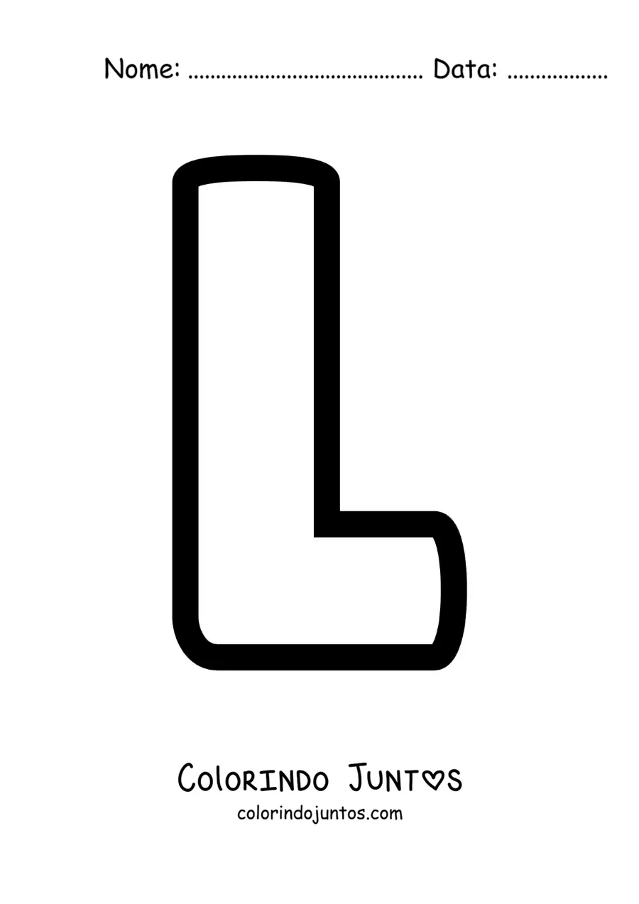 Desenho para colorir da letra L maiúscula