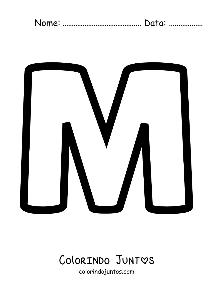 Desenho para colorir da letra M maiúscula