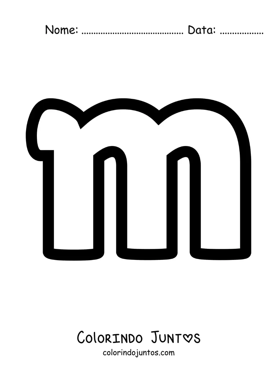 Desenho para colorir da letra M minúscula