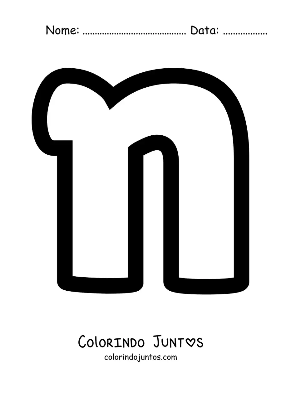 Desenho para colorir da letra N minúscula