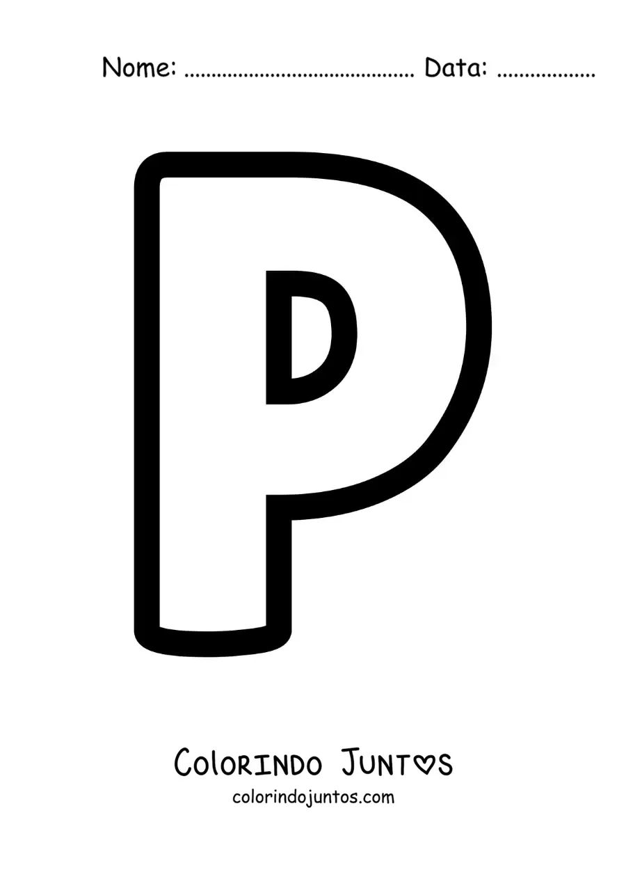 Desenho para colorir da letra P maiúscula