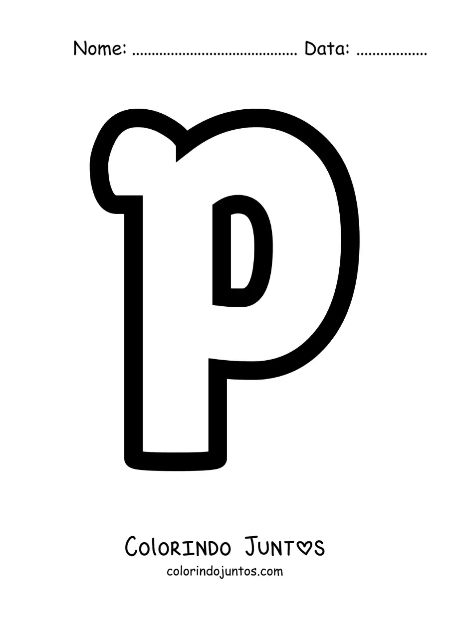 Desenho para colorir da letra P minúscula