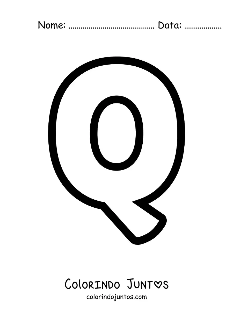 Desenho para colorir da letra Q maiúscula