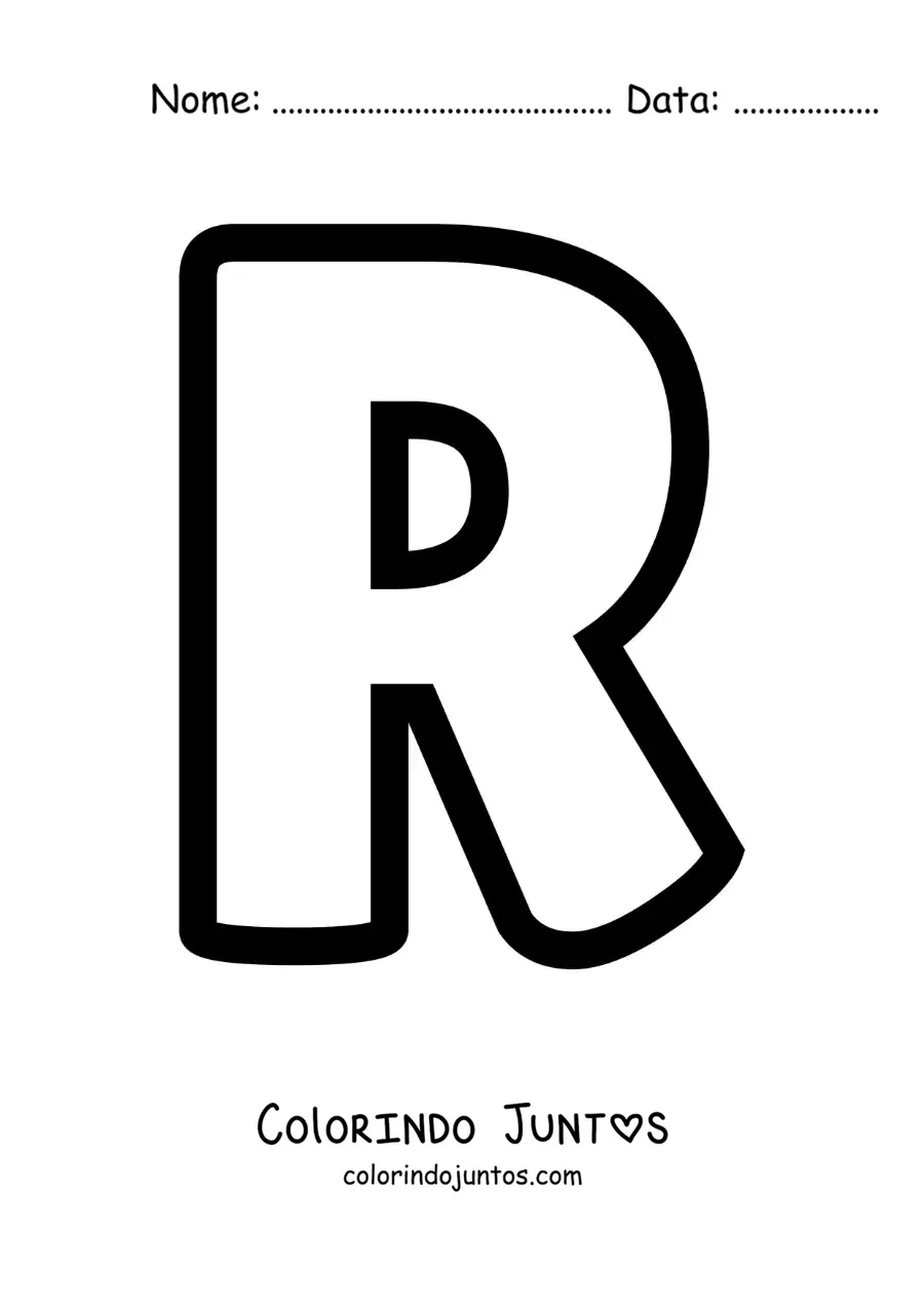 Desenho para colorir da letra R maiúscula