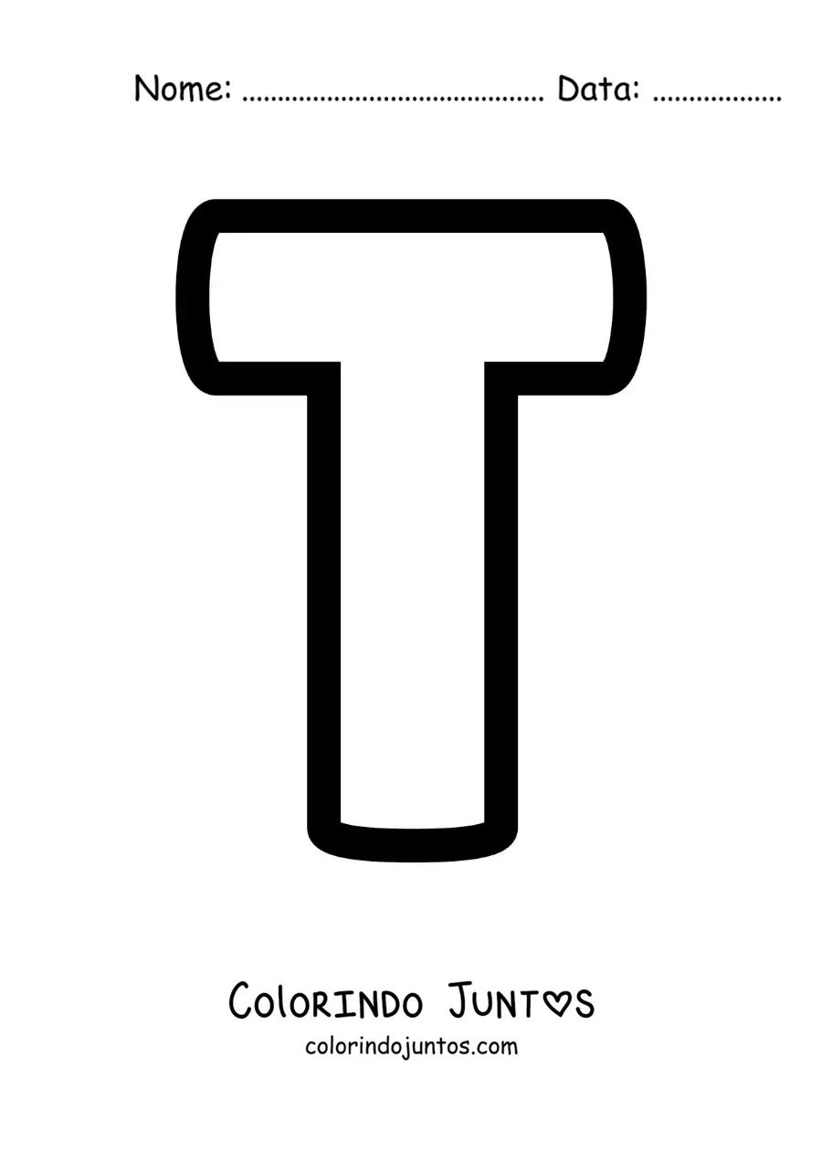 Desenho para colorir da letra T maiúscula