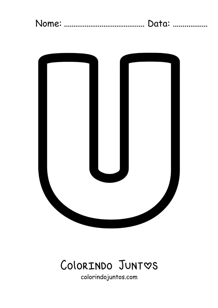 Desenho para colorir da letra U maiúscula