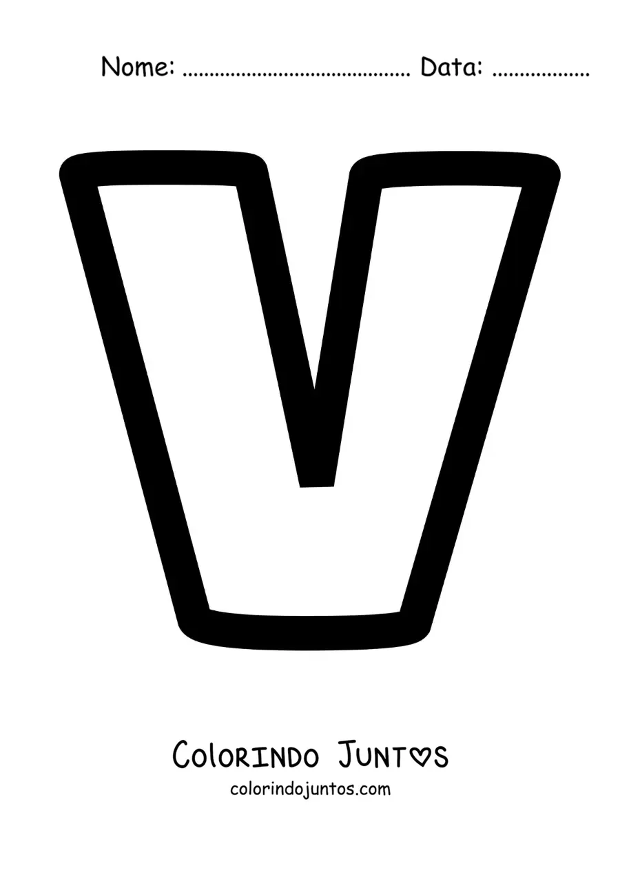 Desenho para colorir da letra V minúscula
