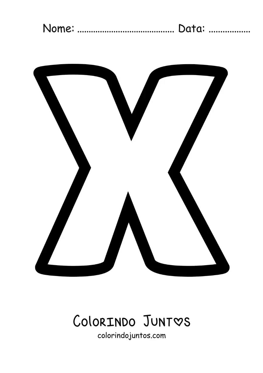 Desenho para colorir da letra X maiúscula