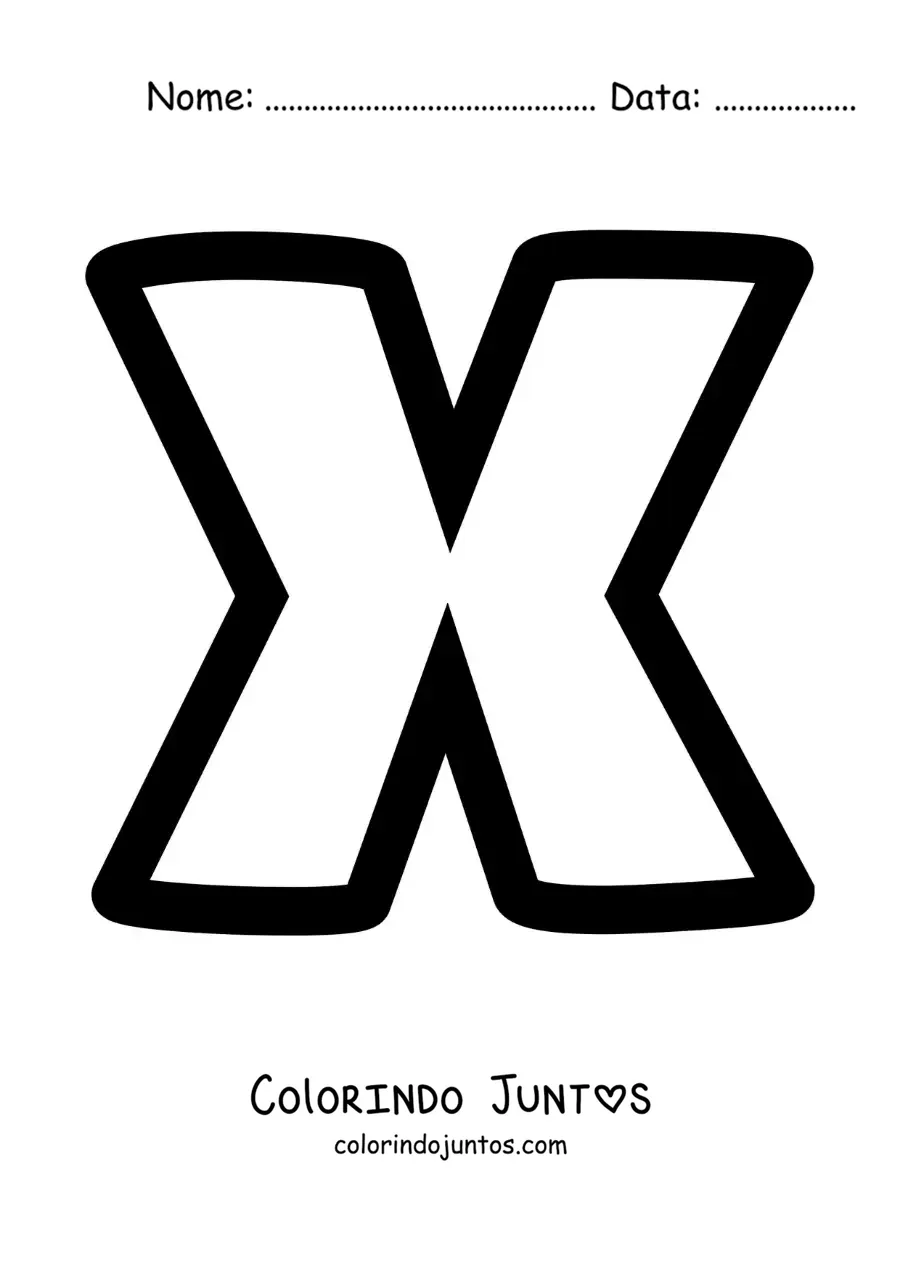 Desenho para colorir da letra X minúscula