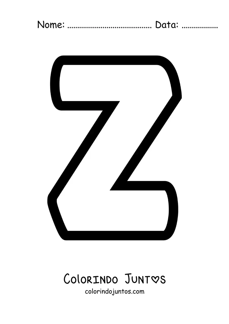 Desenho para colorir da letra Z maiúscula