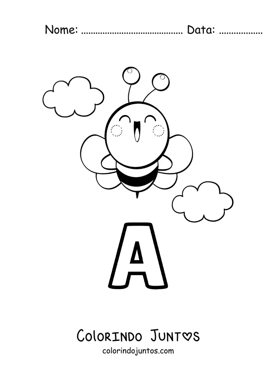 Desenho para colorir da letra A de abelha