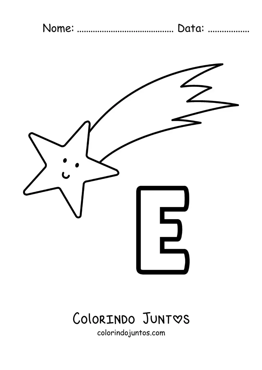 Desenho para colorir da letra E de estrela