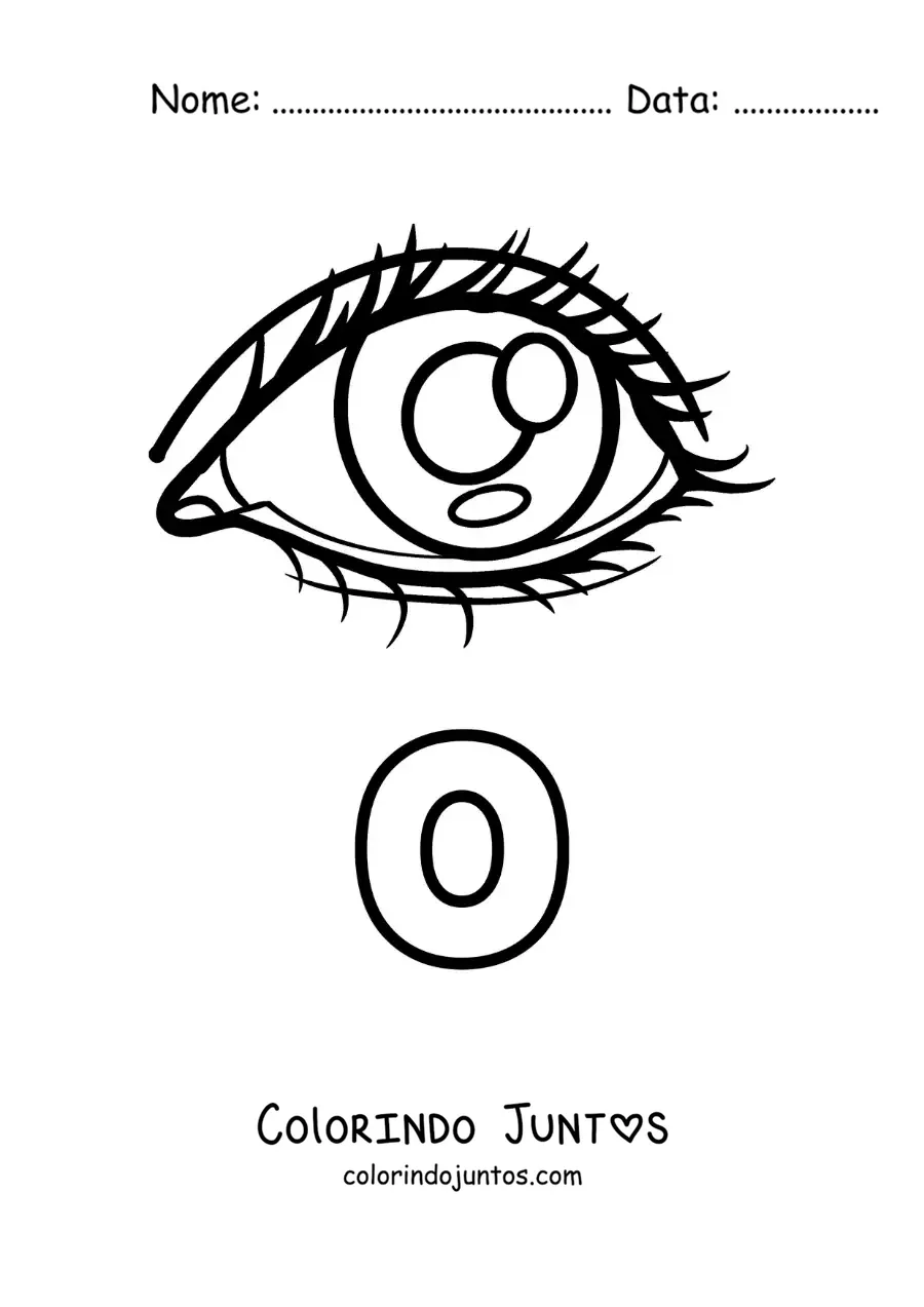 Desenho para colorir da letra O de olho