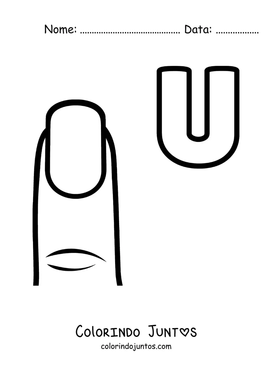 Desenho para colorir da letra U de unha