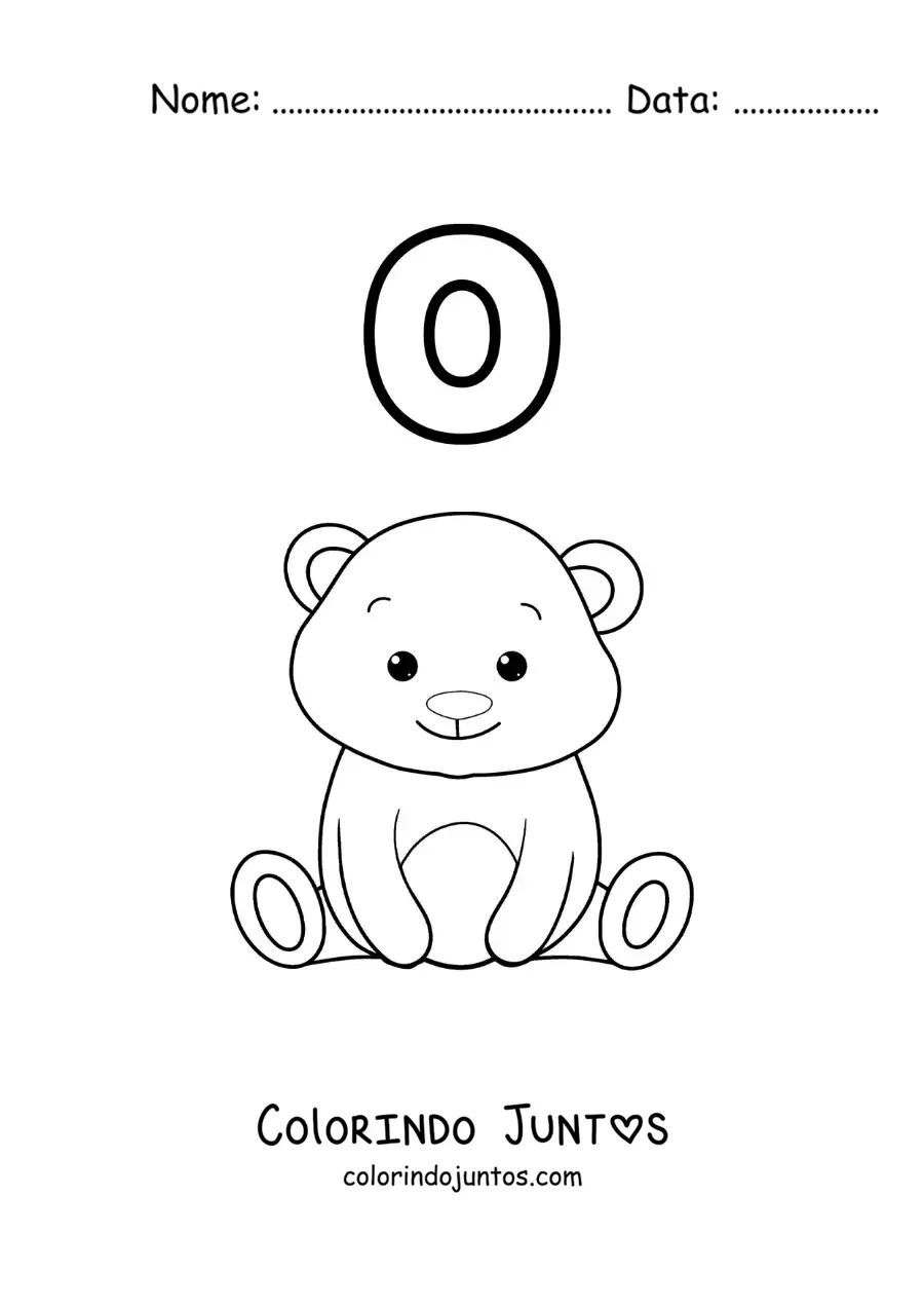 Desenho para colorir da letra O de urso
