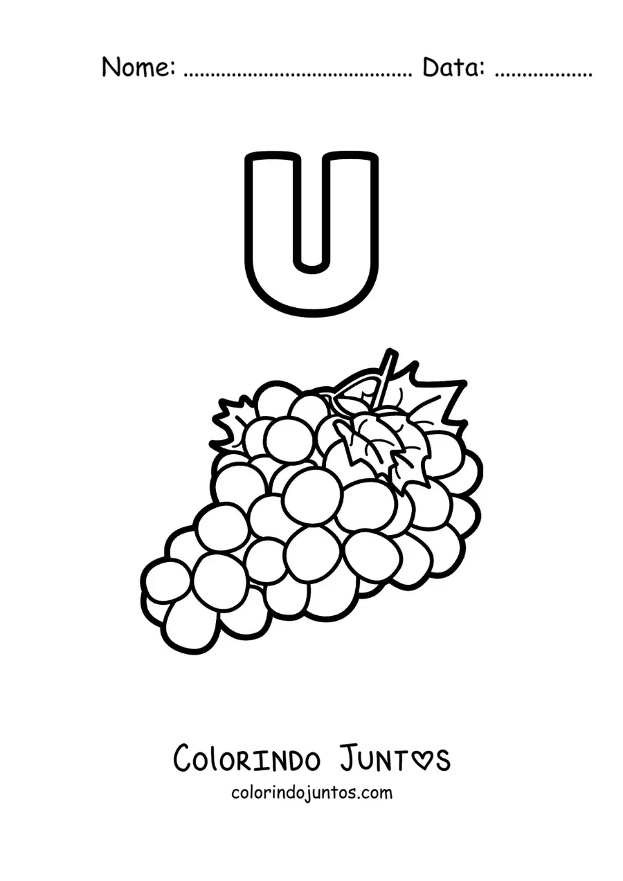 Desenho para colorir da letra U de uvas