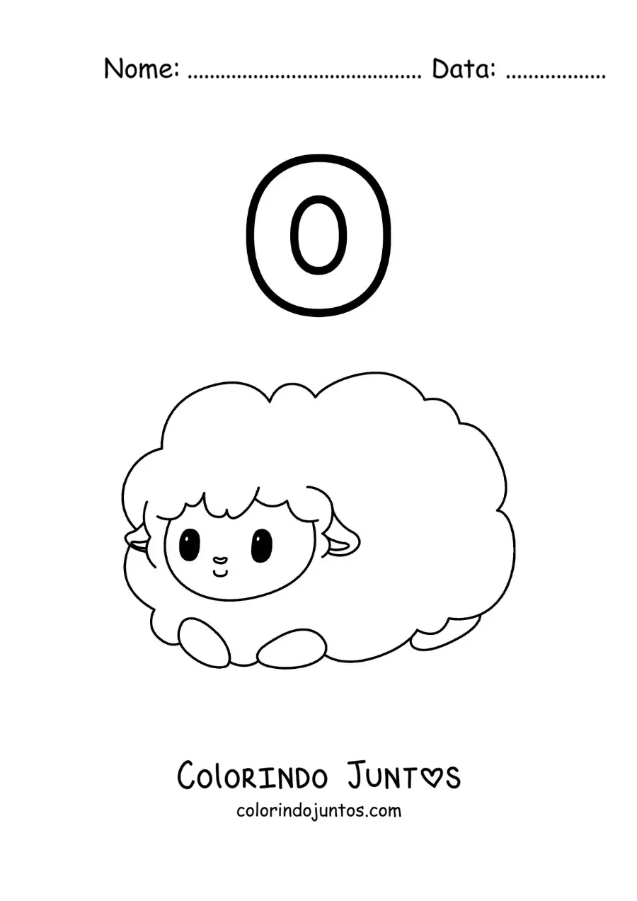 Desenho para colorir da letra O de ovelha