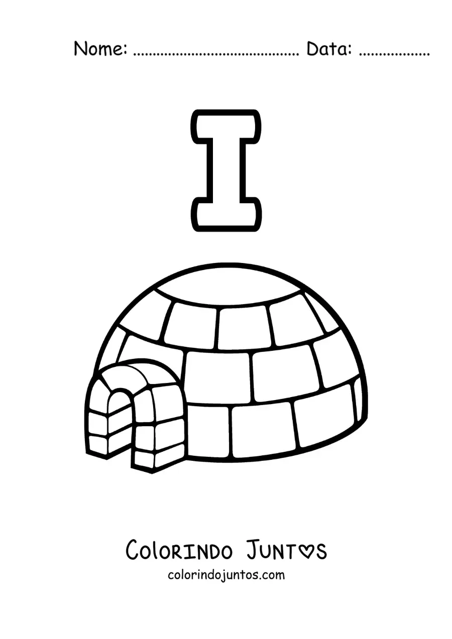 Desenho para colorir da letra I de iglu