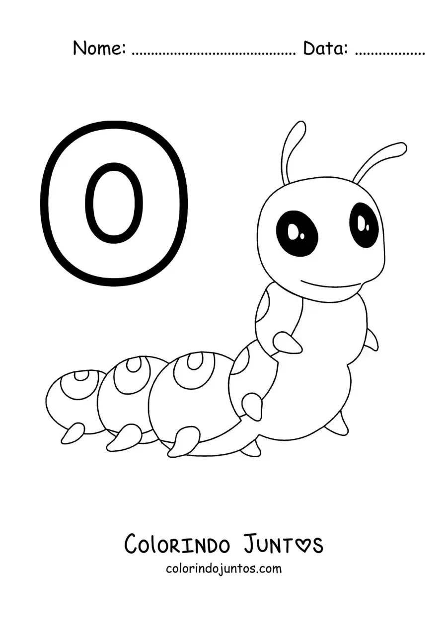 Desenho para colorir da letra O de lagarta