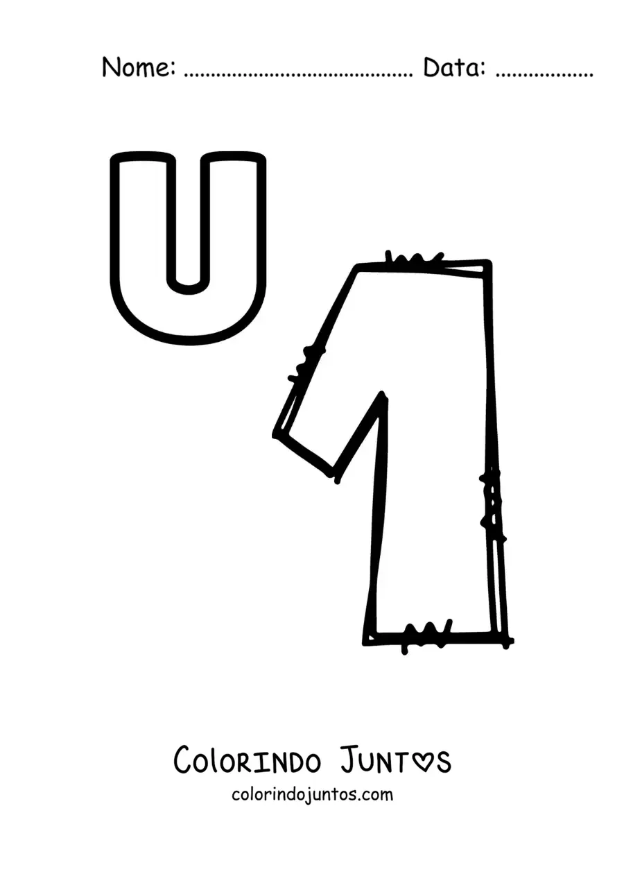 Desenho para colorir da letra U de um
