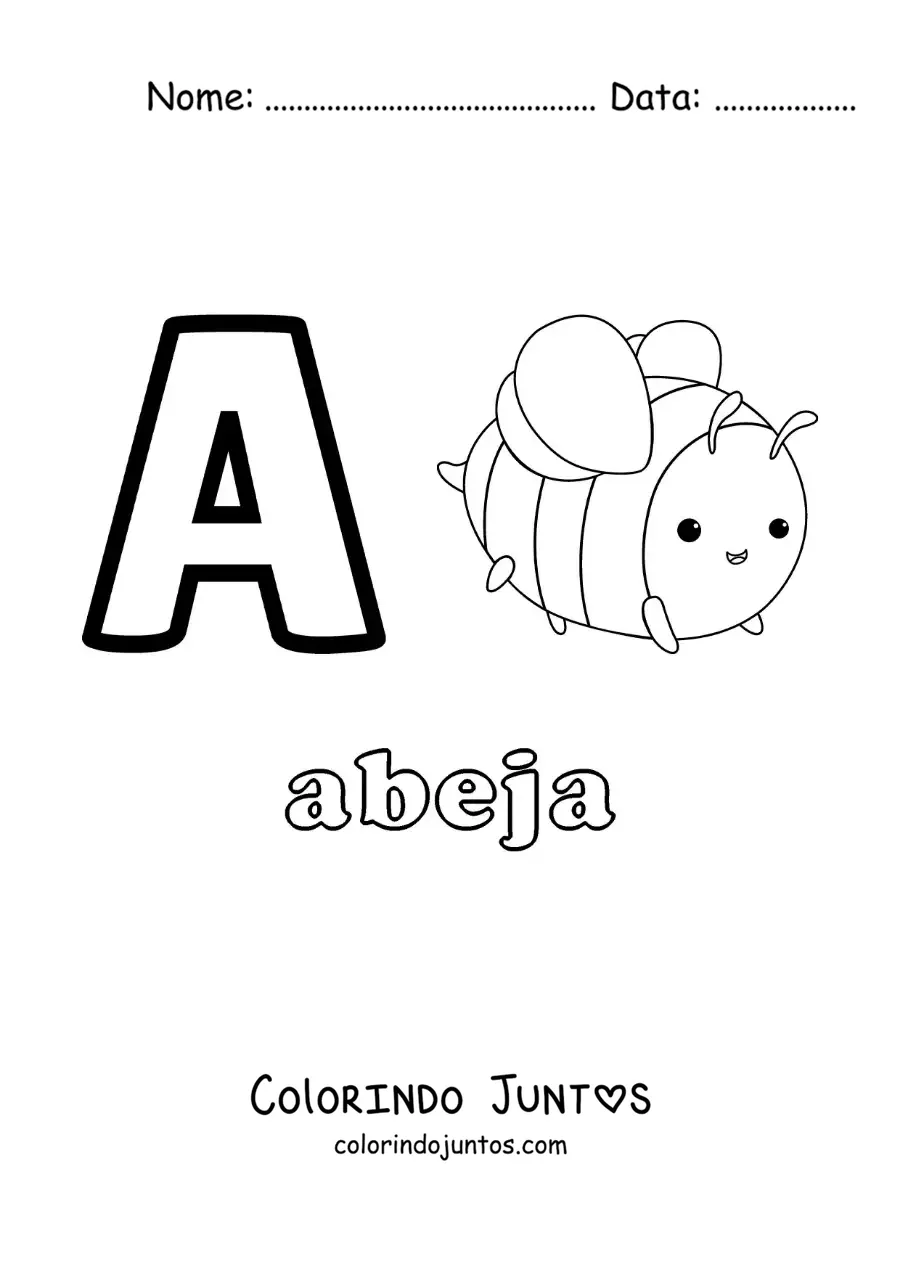 Desenho para colorir da letra A de abelha