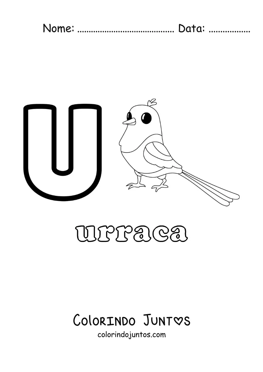 Desenho para colorir da letra U de gralha