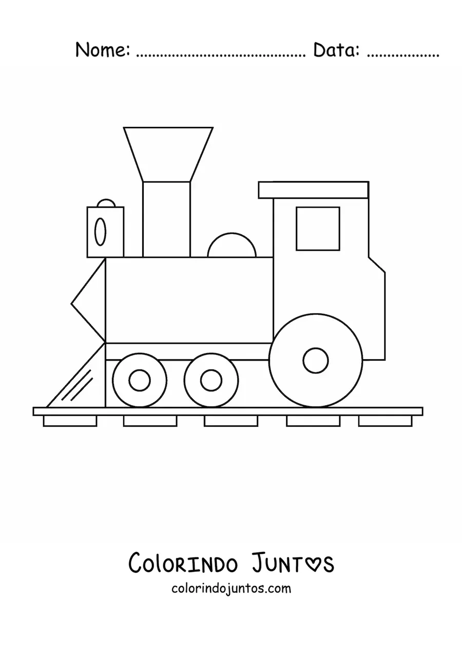 Desenho para colorir de uma locomotiva simples