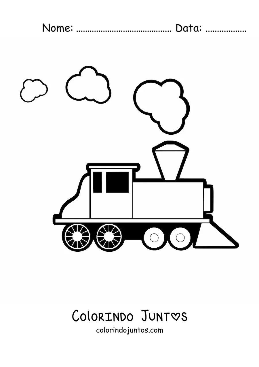 Desenho para colorir de uma locomotiva ligada