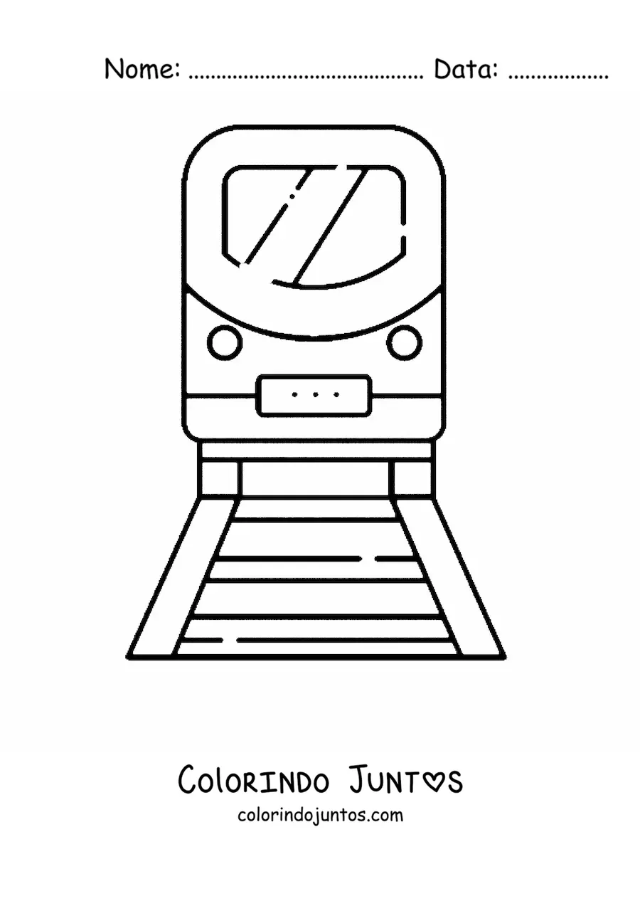 Desenho para colorir da vista frontal de um trem