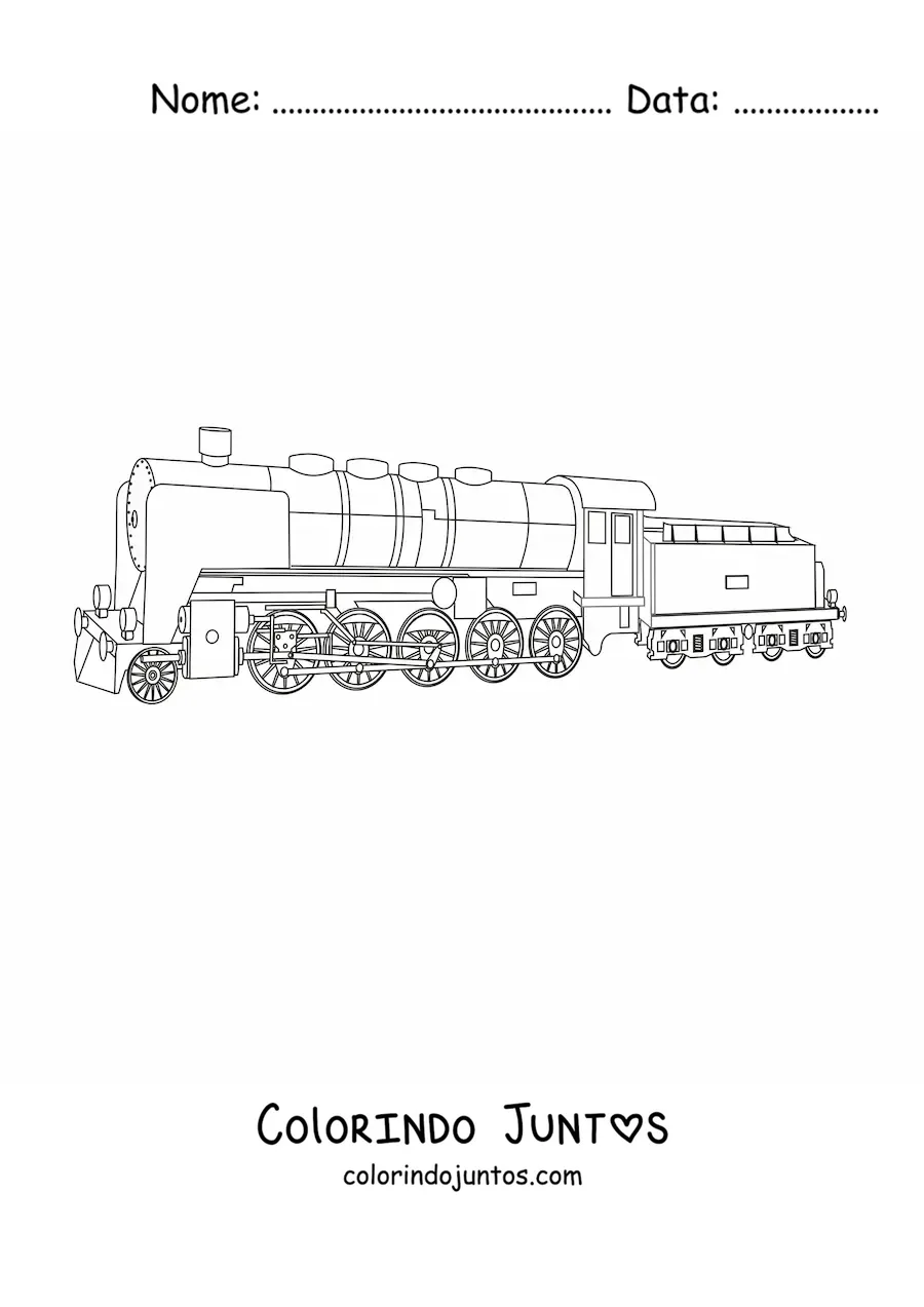 Desenho para colorir da vista lateral de um trem
