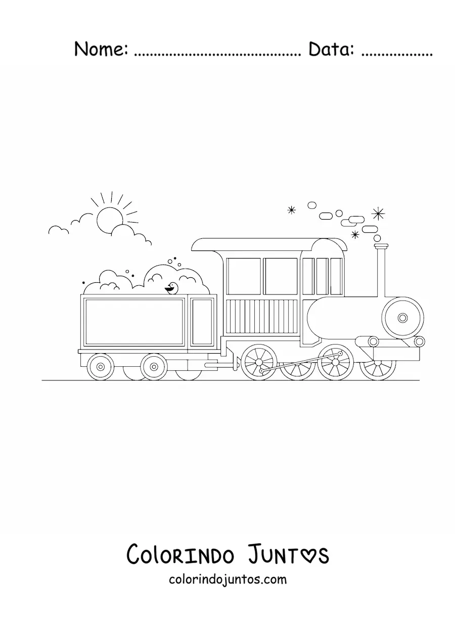 Desenho para colorir de um trem de carga