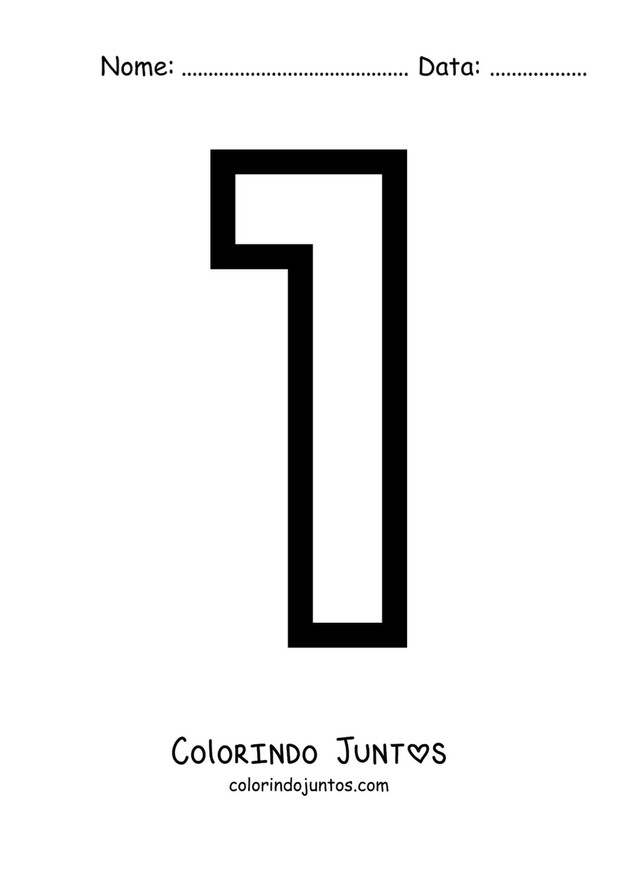 Desenho para colorir do número 1 grande