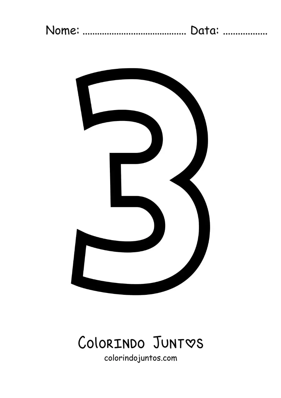 Desenho para colorir do número 3 grande