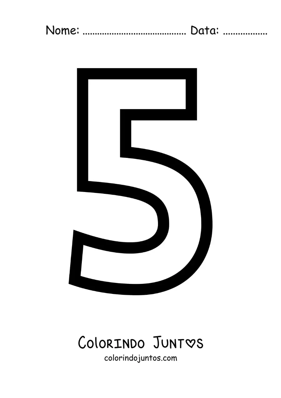 Desenho para colorir do número 5 grande