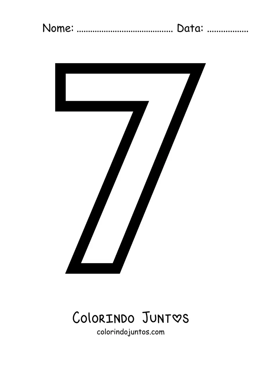 Desenho para colorir do número 7 grande