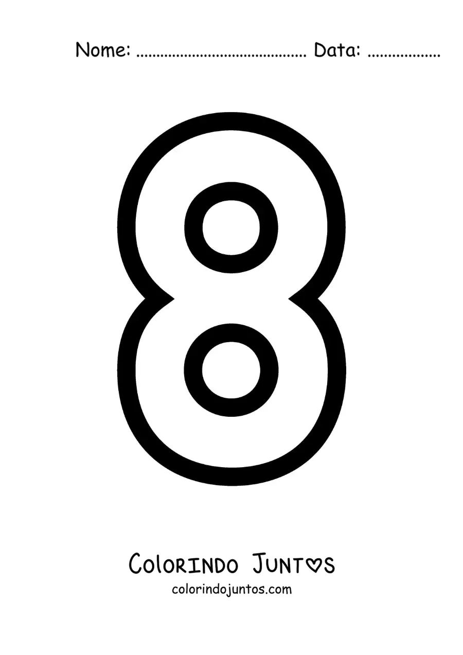 Desenho para colorir do número 8 grande
