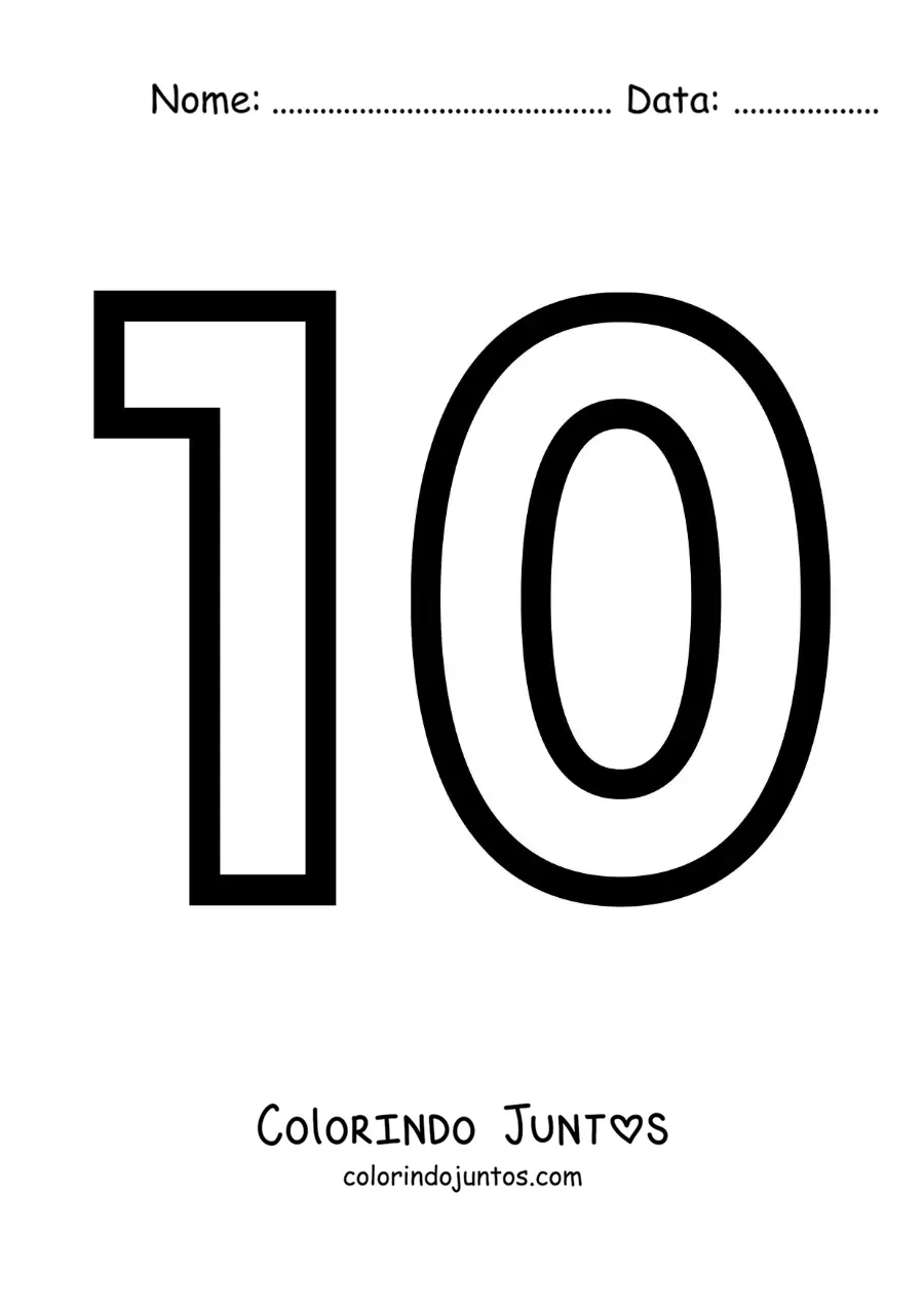 Desenho para colorir do número 10 grande