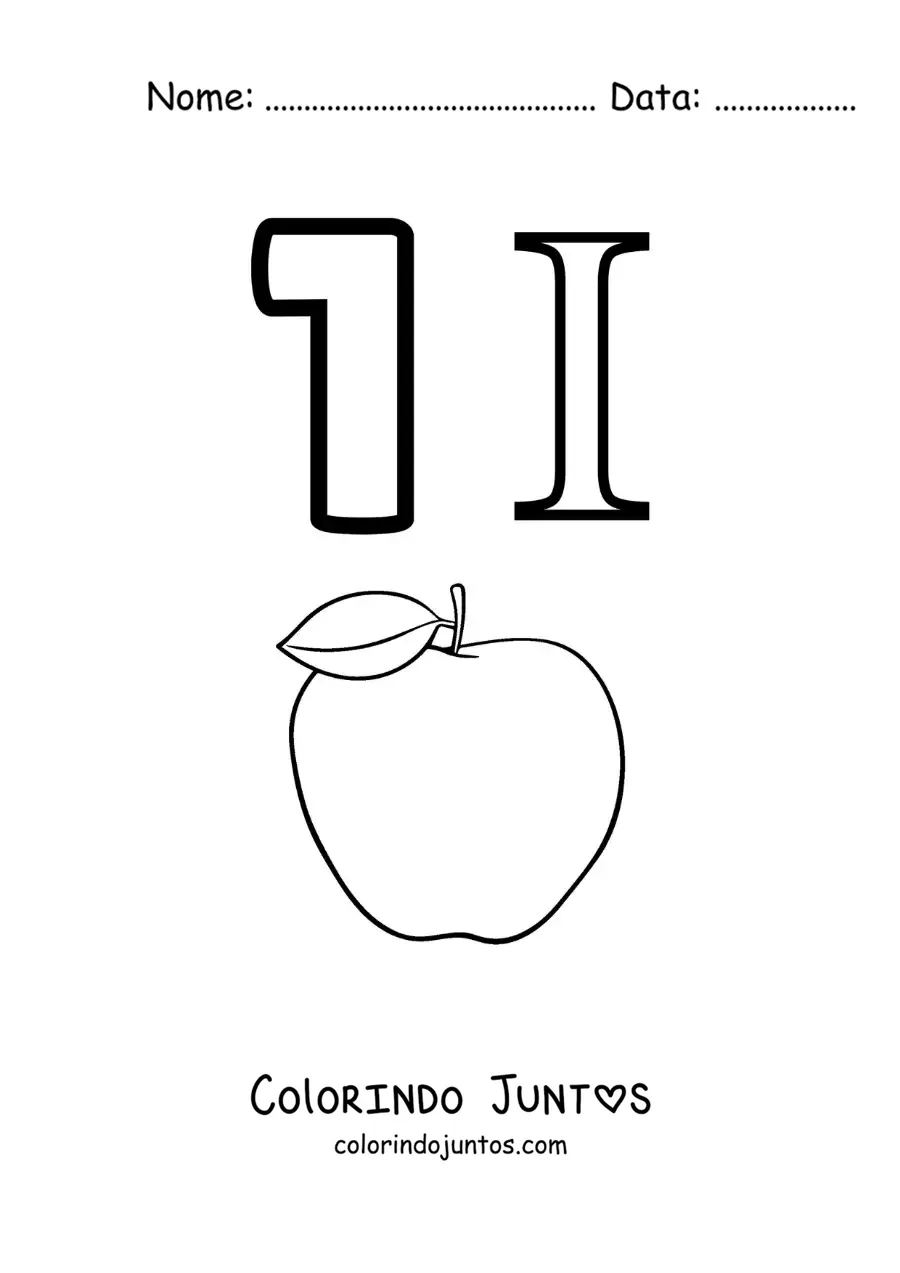 Desenho para colorir de ficha do 1 em algarismos romanos com desenhos animados