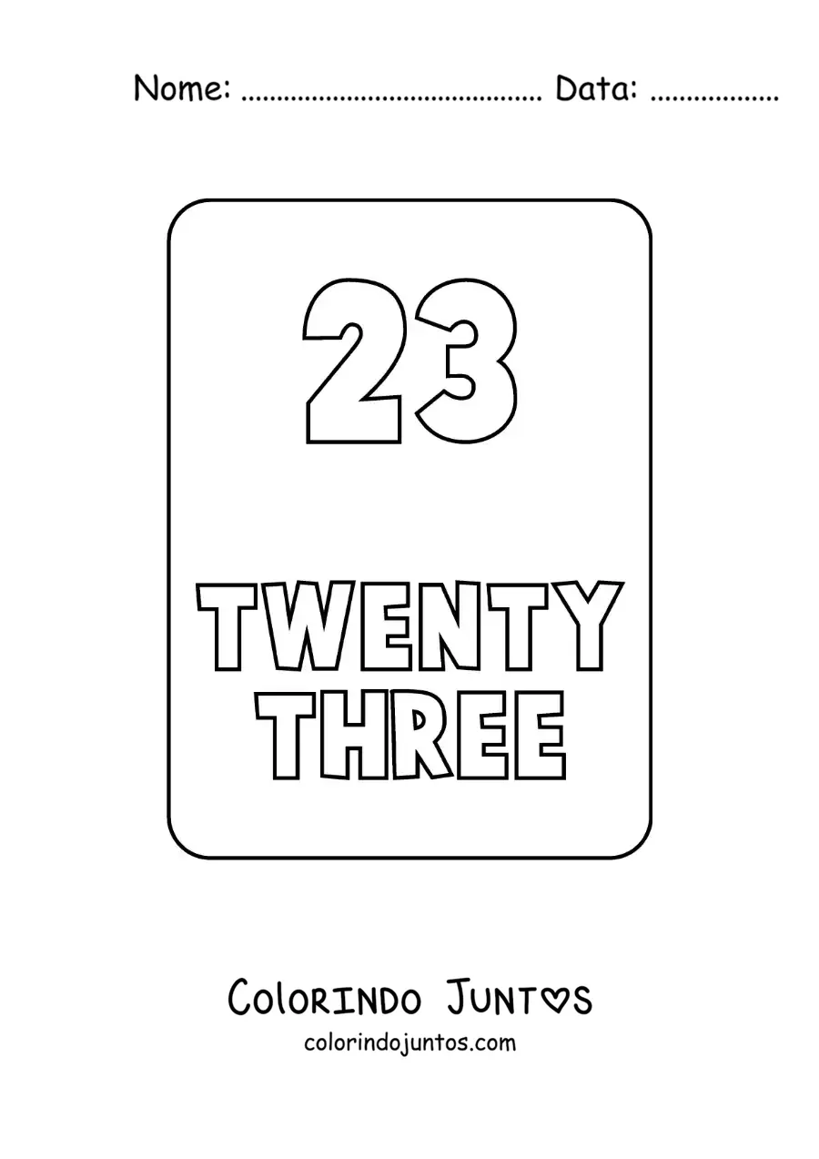 Desenho para colorir do numero 23 em ingles