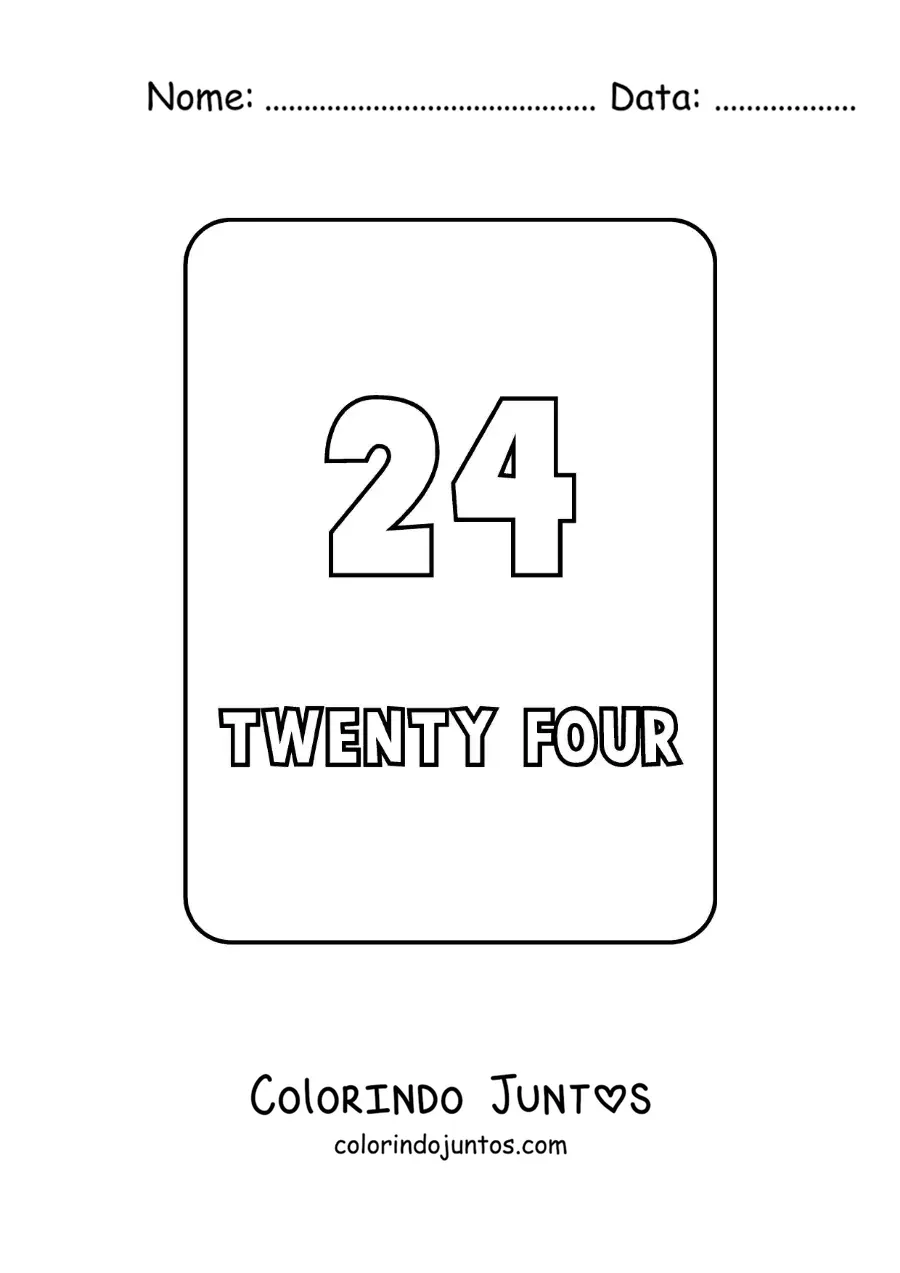 Desenho para colorir do numero 24 em ingles
