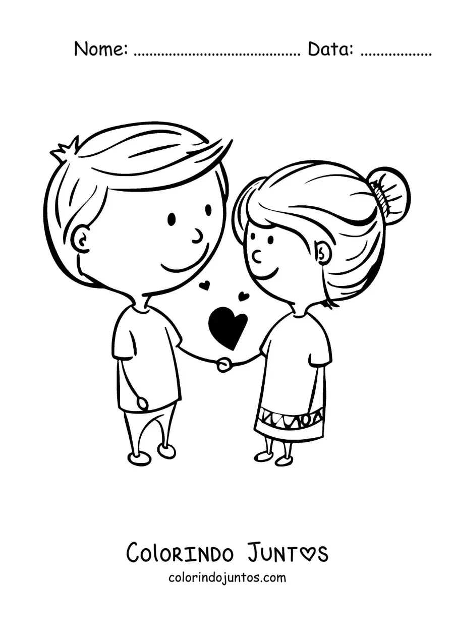 Desenho para colorir de casal de namorados apaixonados kawaii