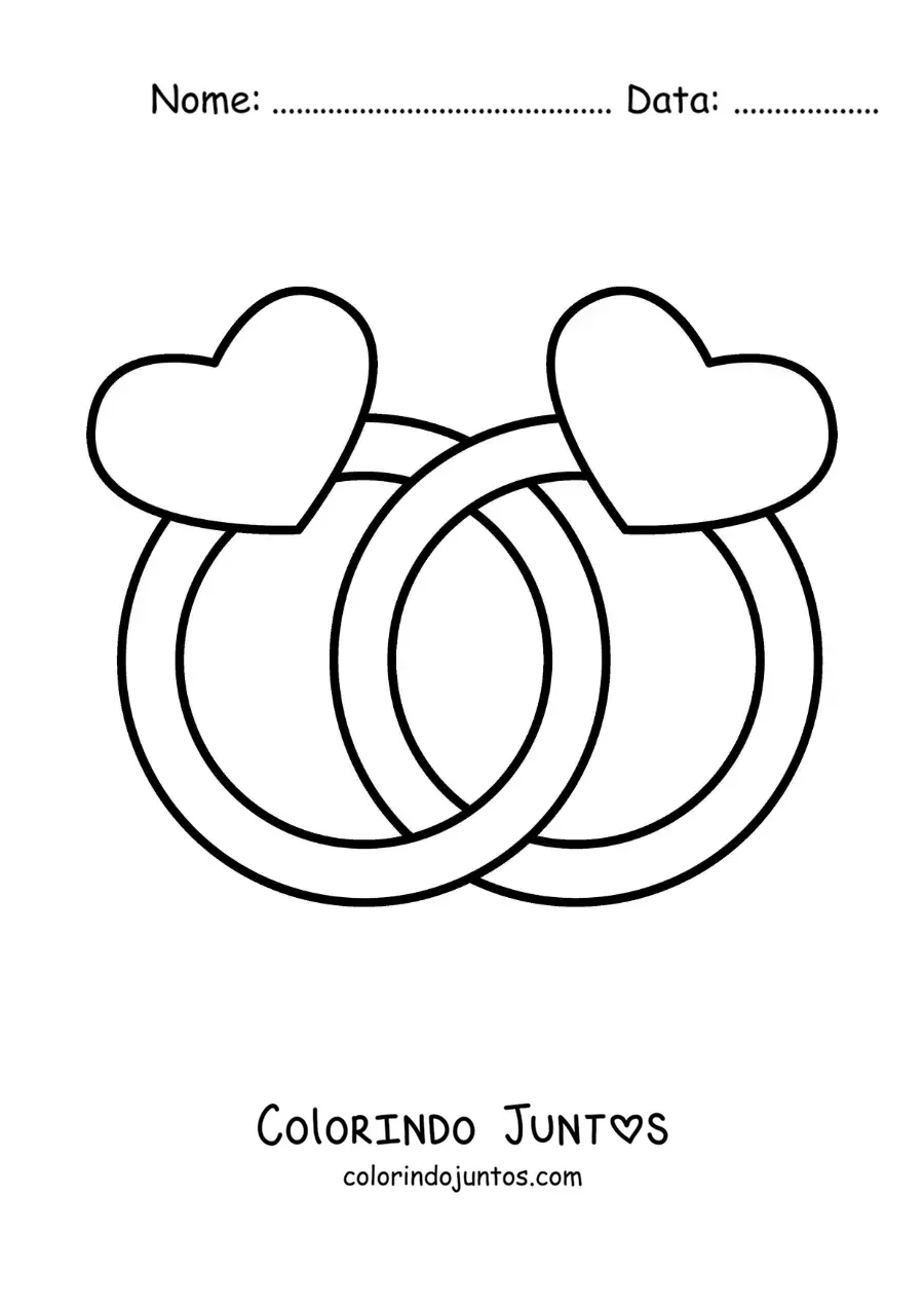 Desenho para colorir de aliancas de casamento entrelacadas