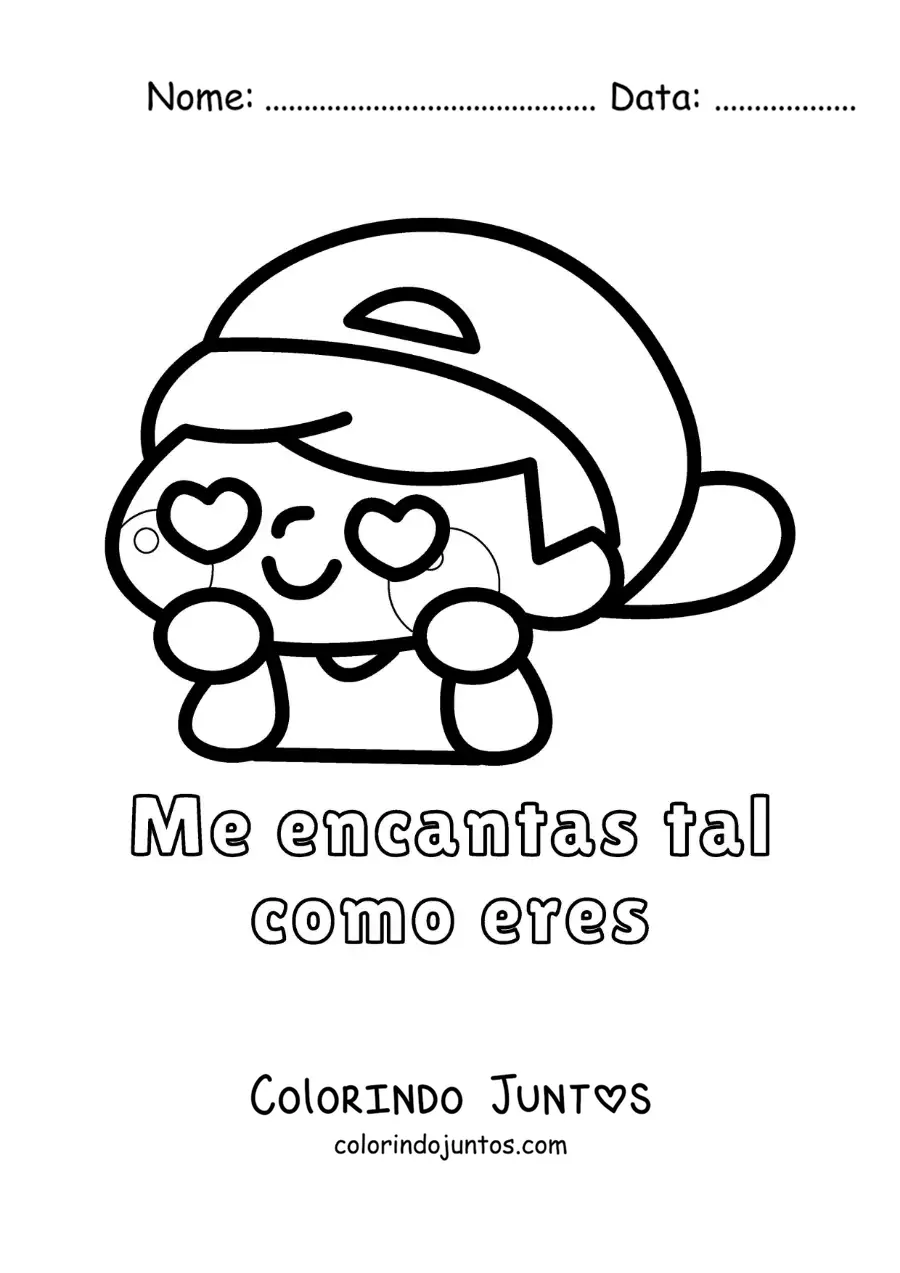 Desenho para colorir de menino apaixonado e a frase eu te amo exatamente como você é